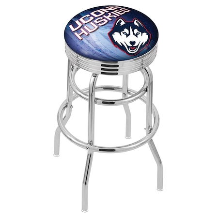 Holland Bar Stool Co 25" Chrome 2-Ring Connecticut Swivel Bar Stool, Accent Ring L7C3C25ConnUn-D2